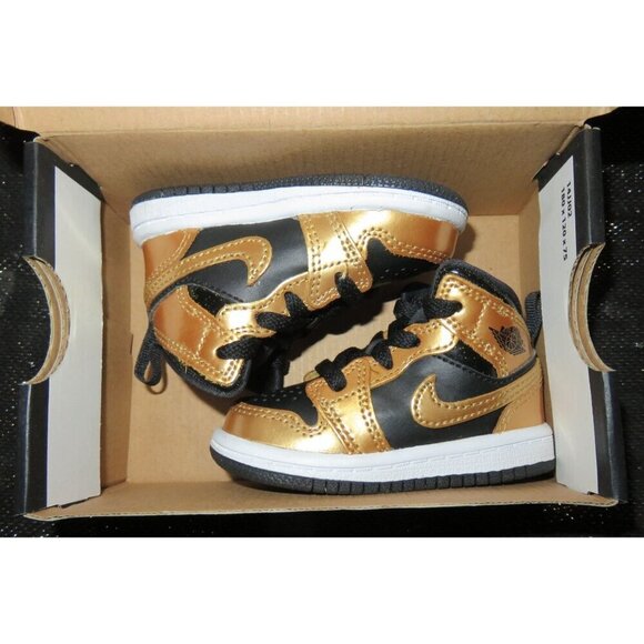 Nike Air Jordan 1 Mid Retro Metallic Gold Toddler 4C DM6217-001 - Picture 2 of 9